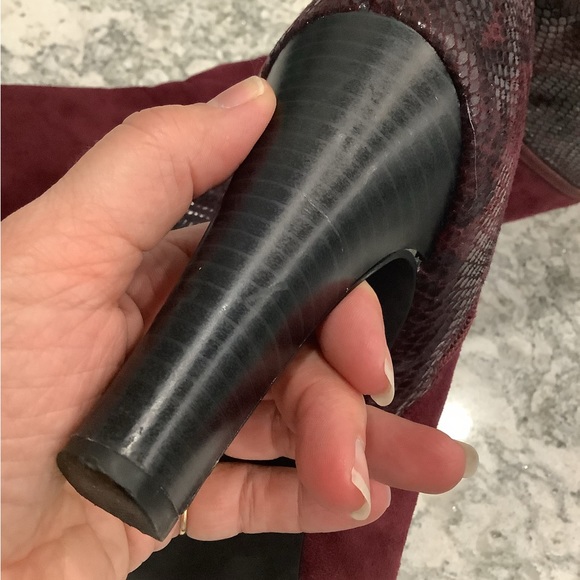 Impo Stretch faux suede and faux snake print tall heeled boots - Picture 9 of 15